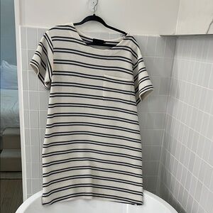 Hatch Striped Midi Dress in Cream and Black